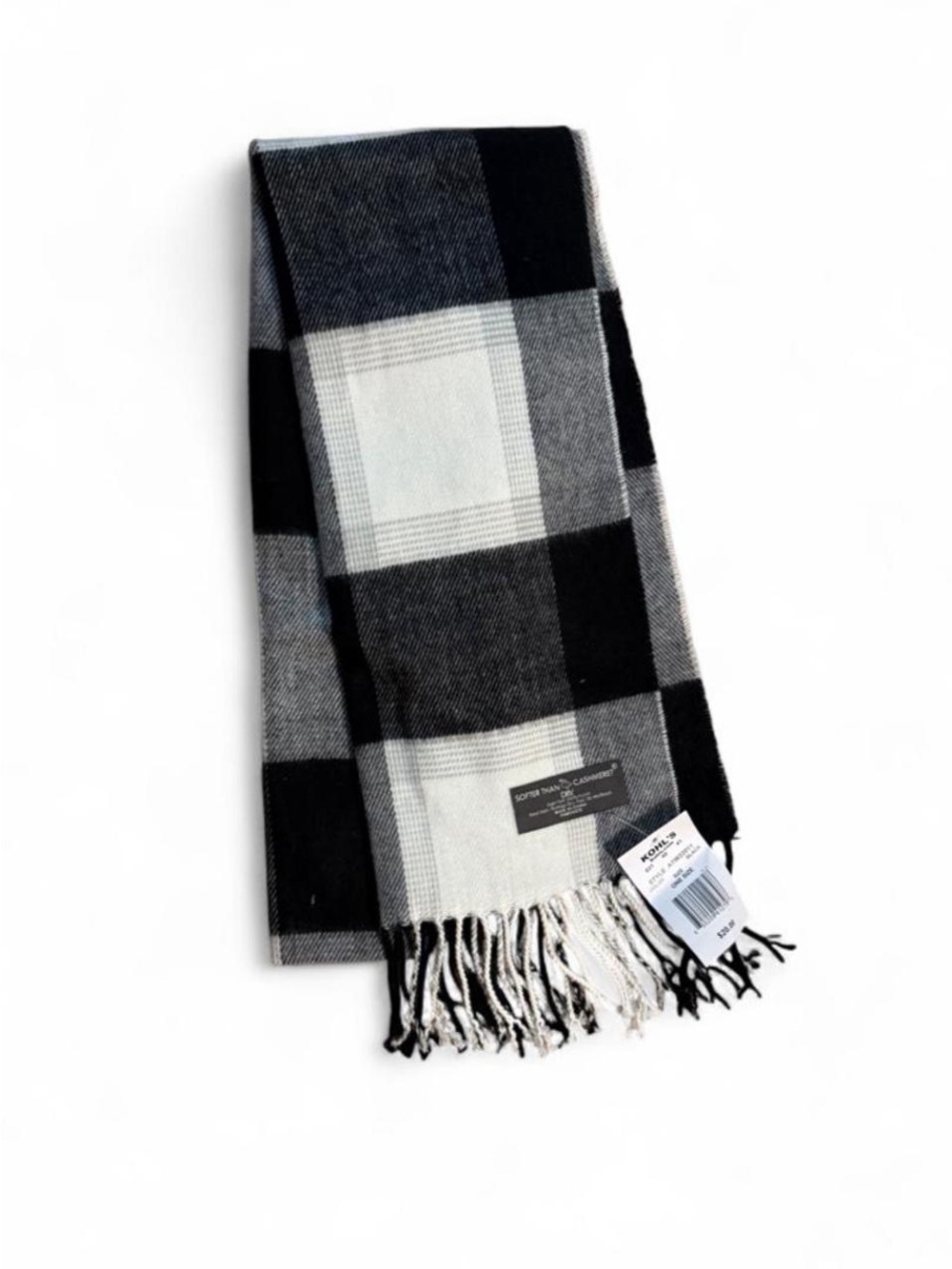 Kohl’s “Softer Than Cashmere” Black & White Plaid Scarf
